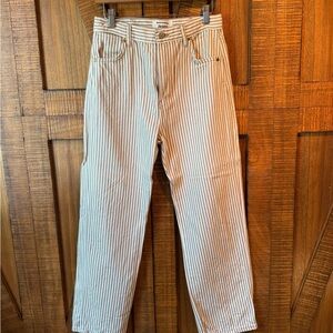 Reformation Cowboy Striped High Rise Straight Jeans